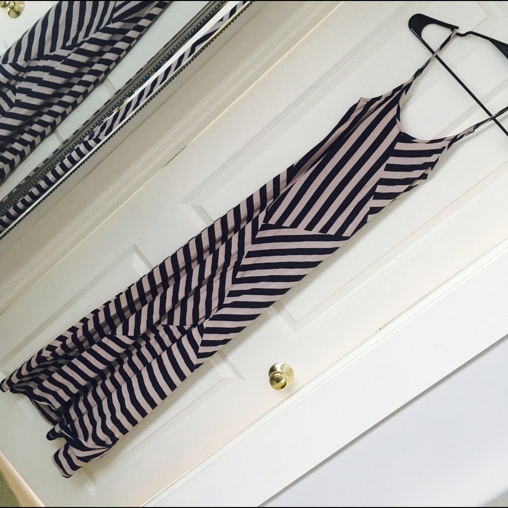 Cream and Navy Maxi Dress