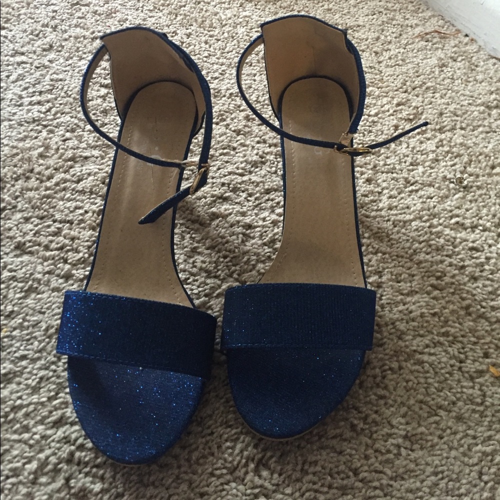 Sparkly Navy Blue Strappy Heels