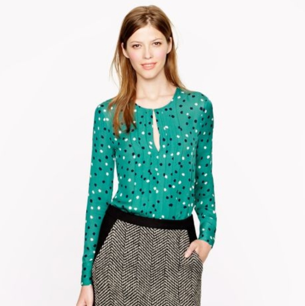 J.crew green silk blouse