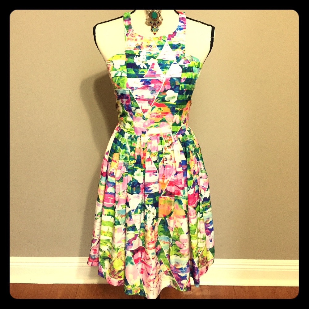 NWOT Amanda U Colorful Floral Dress