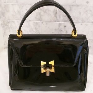 Vintage 1960's black patent leather purse