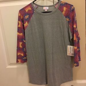 Gray LuLaRoe Randy Size Medium w/ Aztec pattern