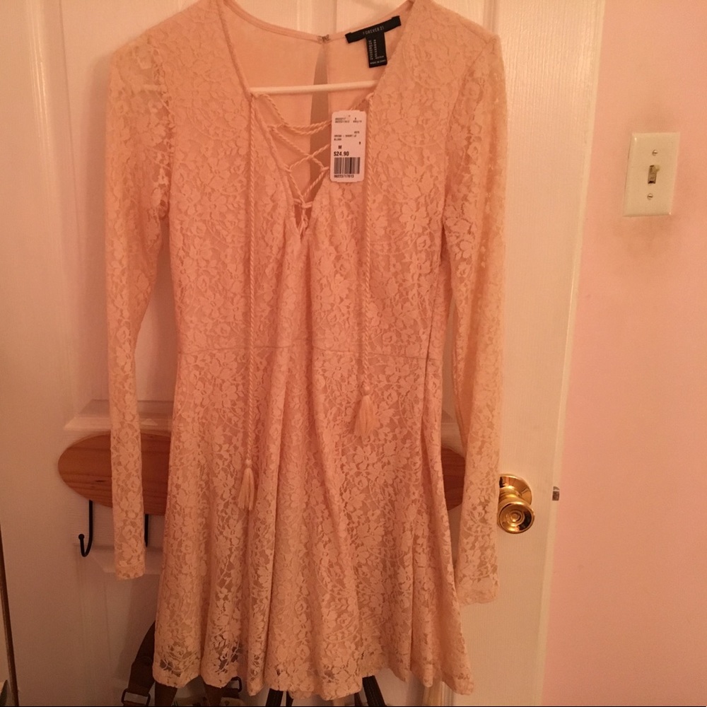 Long Sleeve Lace Tie Up Dress