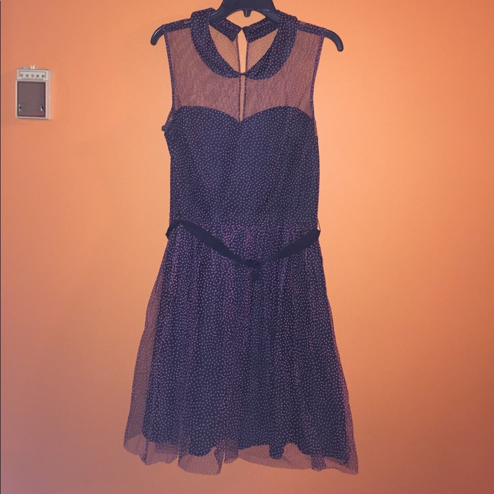 Purple, pink polka dotted Betsey Johnson dress