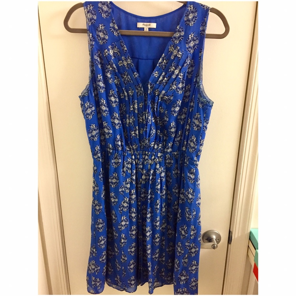 Blue floral Madewell silk dress