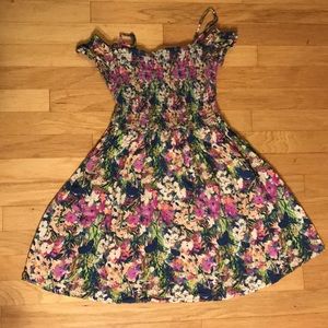 Floral Summer Dress with cut off shoulders
