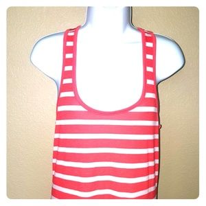 Coral and White Stripped Razorback Maxi Dress