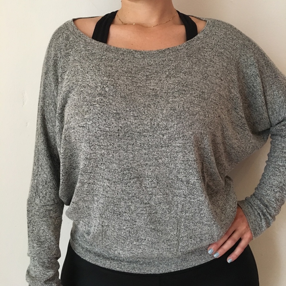 Grey Oversized Boat-neck Sweater