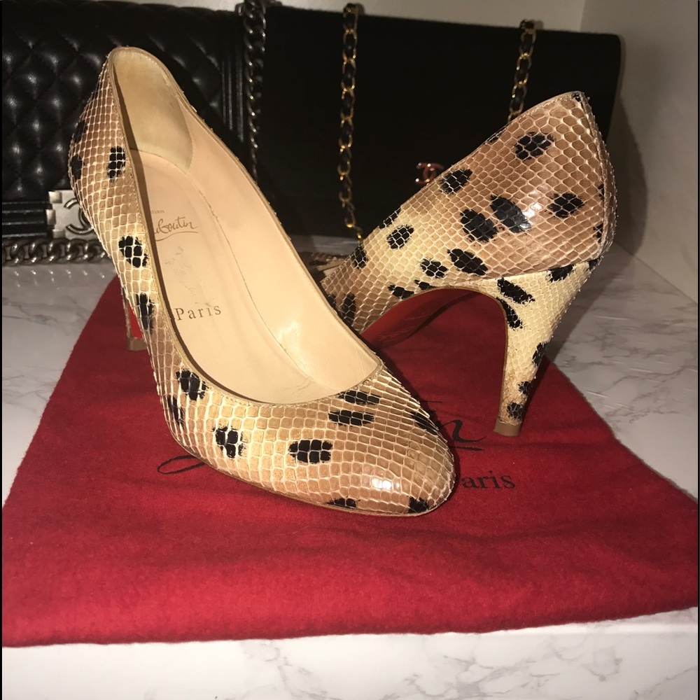 RARE Beige and Black Spotted Python Simple Pumps
