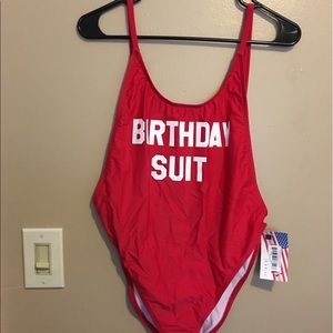 Red Birthday Suit One Piece Swimsuit