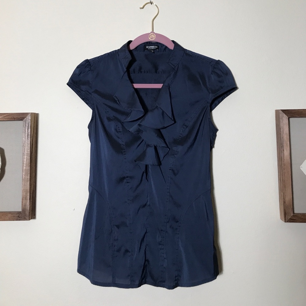 Express Ruffle Blouse - Blue