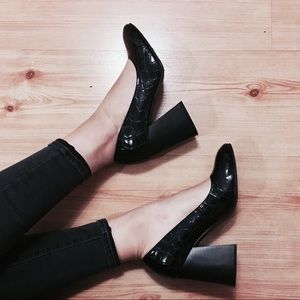 Faux leather Block Heel 90s Pumps