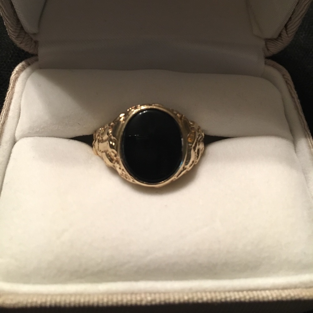 10k gold and black onyx nugget unisex ring