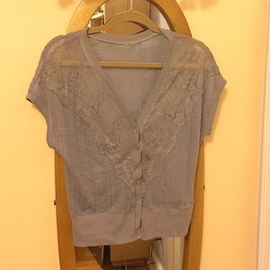 Lacey semi-sheer short-sleeved cardigan