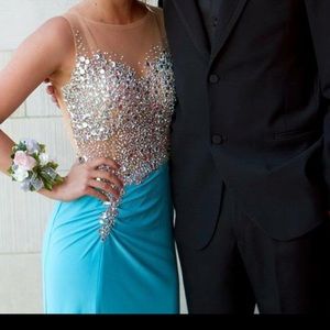 Baby Blue Prom dress with slit