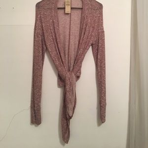 Light sweater with front wrap tie