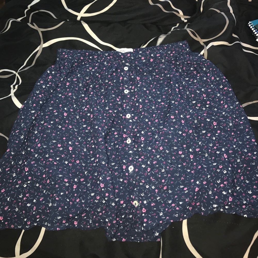 Navy blue floral skater skirt