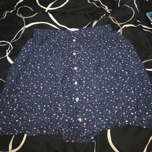 Navy blue floral skater skirt