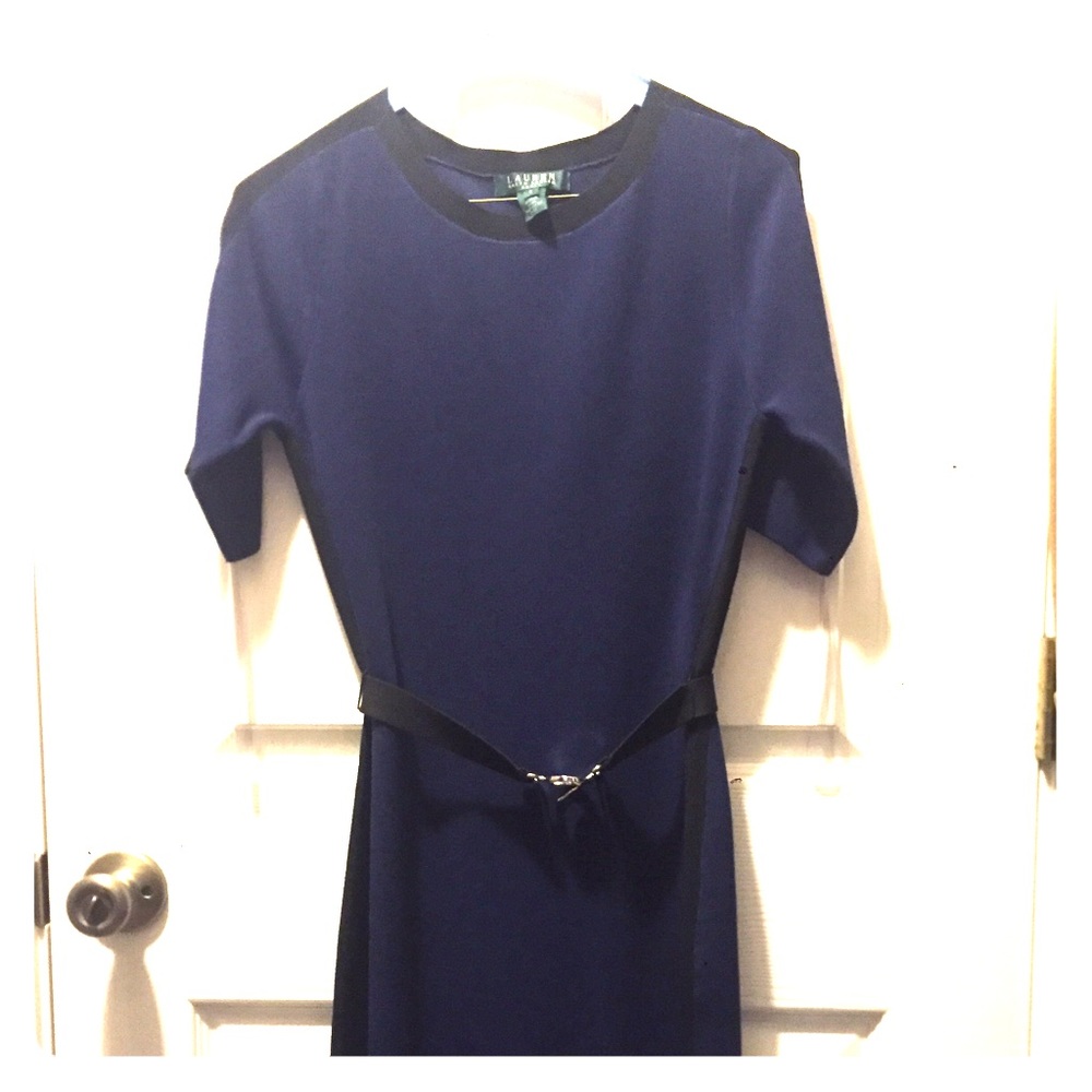 LAUREN Ralph Lauren Black/Navy Dress with Belt