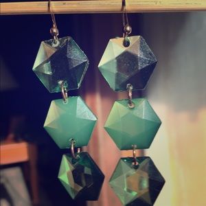 Emerald Geometric Link Earrings