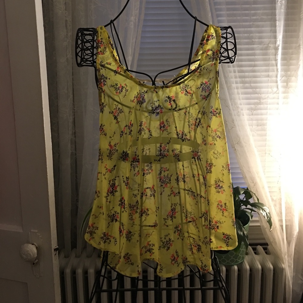 Yellow floral chiffon tunic By lush