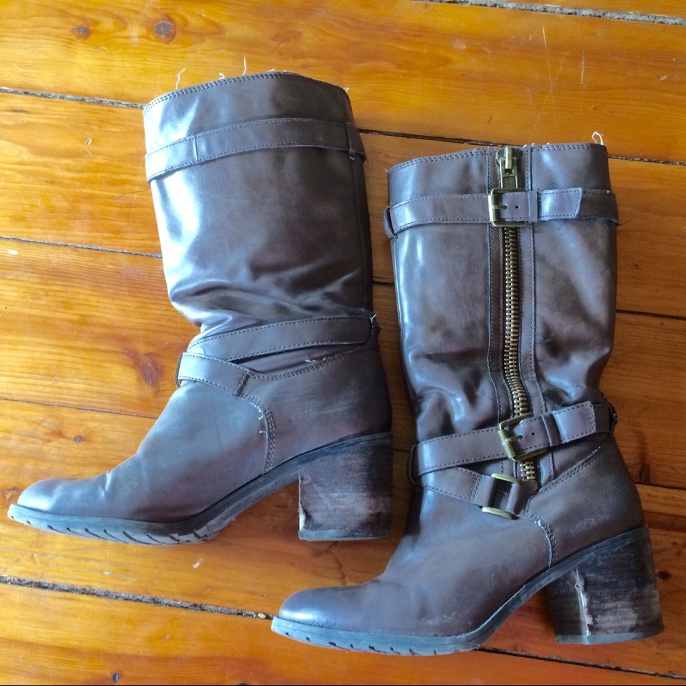 Leather heel boots
