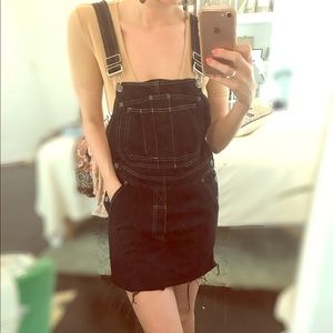 NWOT Nasty Gal black denim overall dress mini