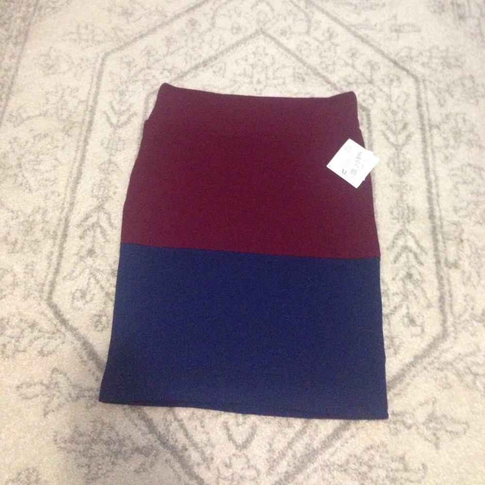 NWT Lularoe XL Cassie Skirt Colorblock Blue Red