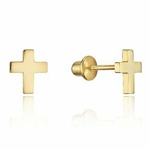 14k Yellow Gold Cross Stud Earrings