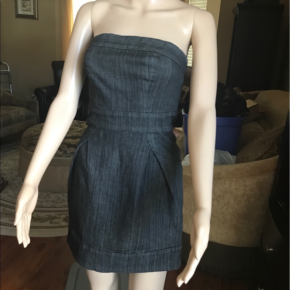 Blue jean strapless dress