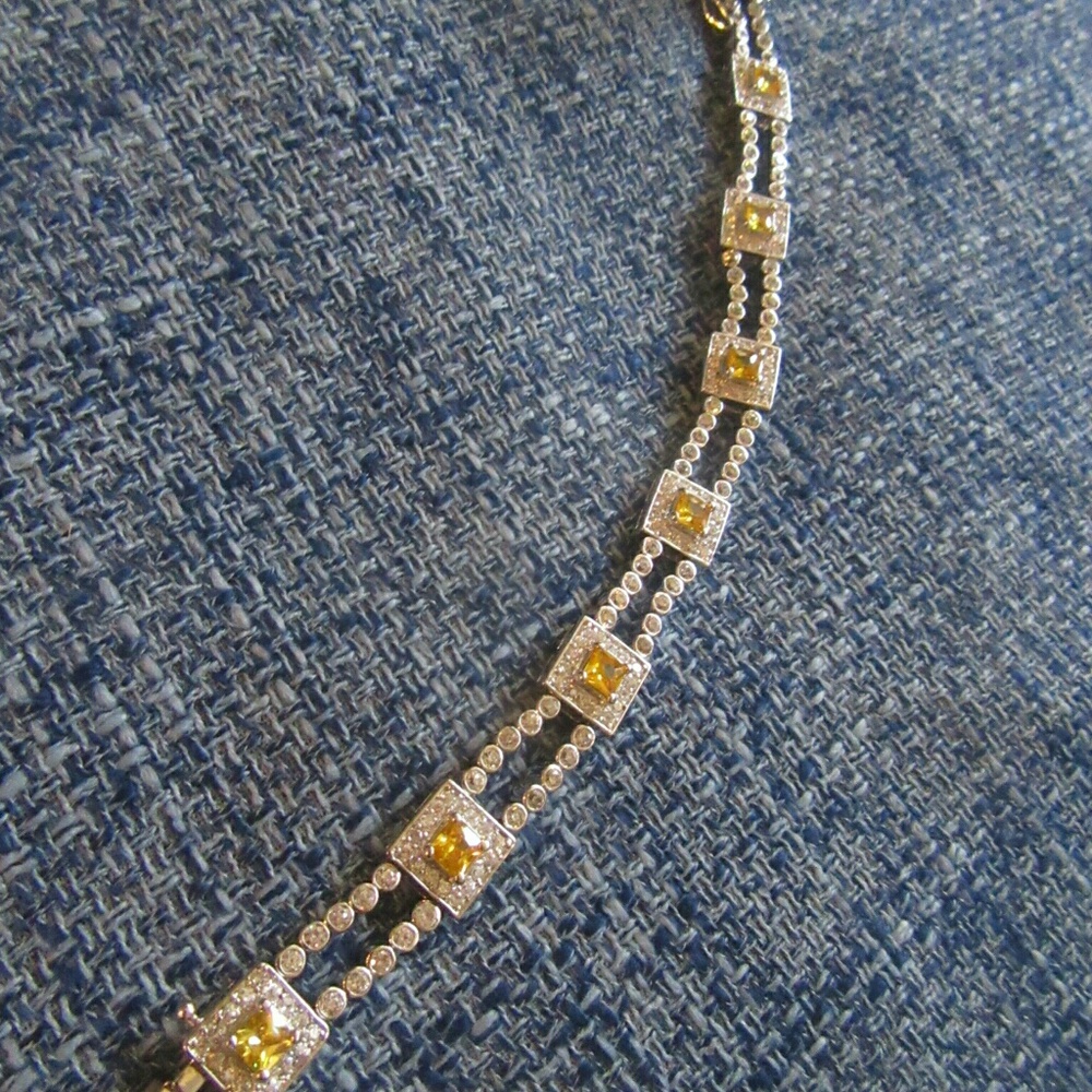 Sterling silver cubic zirconia rhodium bracelet