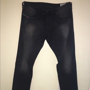 Black Diesel Jeans_ Regular Tapered Fit