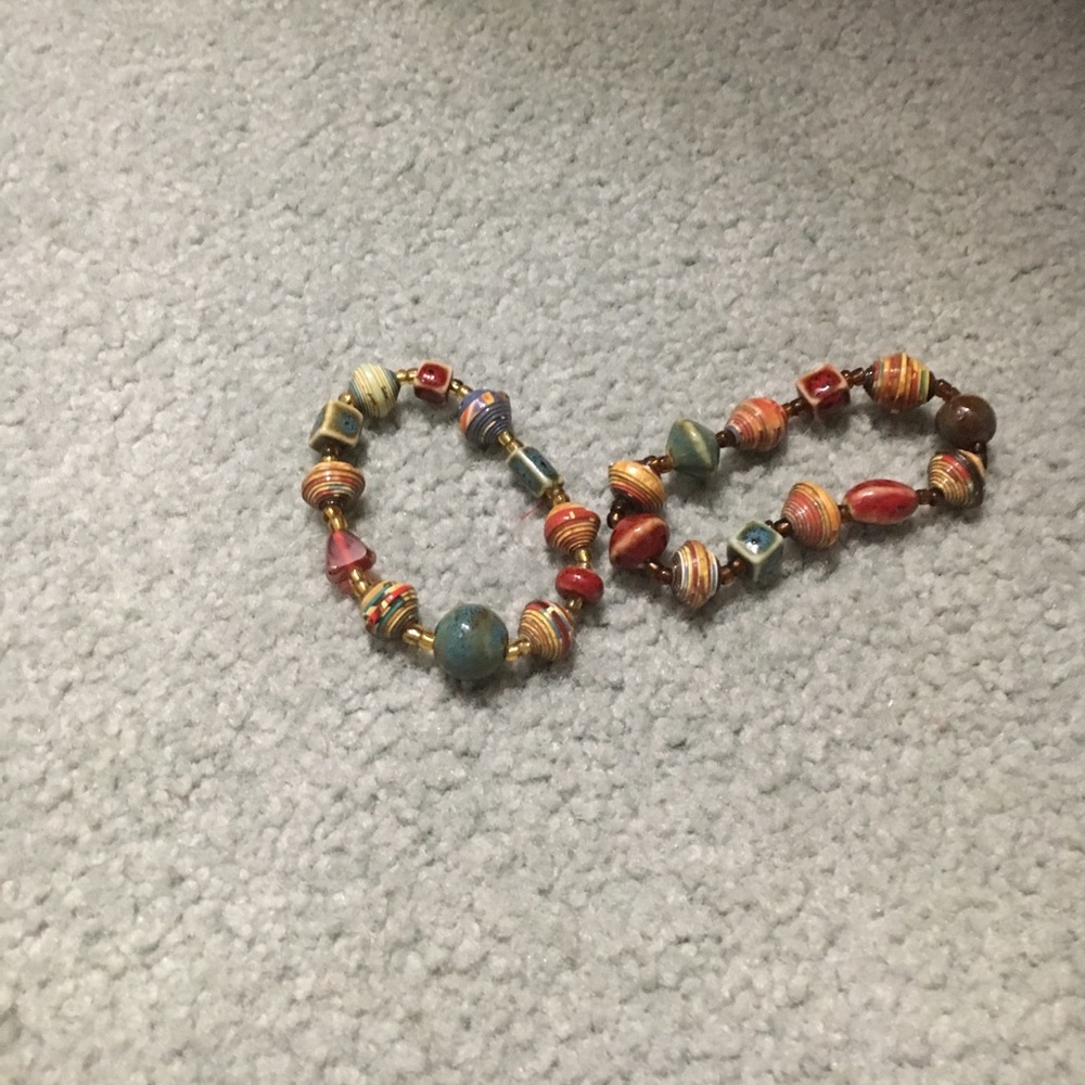 Clay and paper bead bracelet