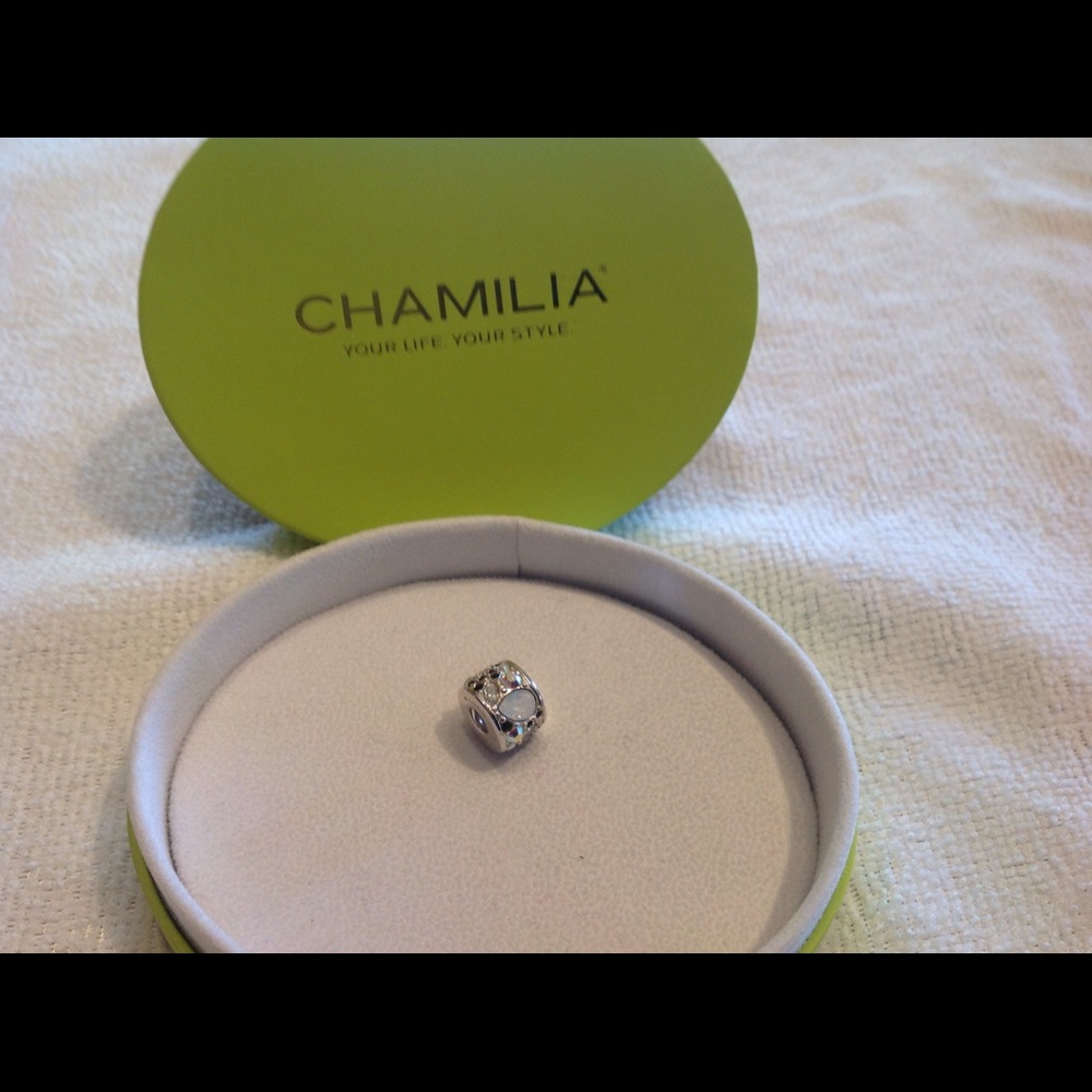 Chamilia Blk/Wht Mosaic Bead Swarovski Crystal
