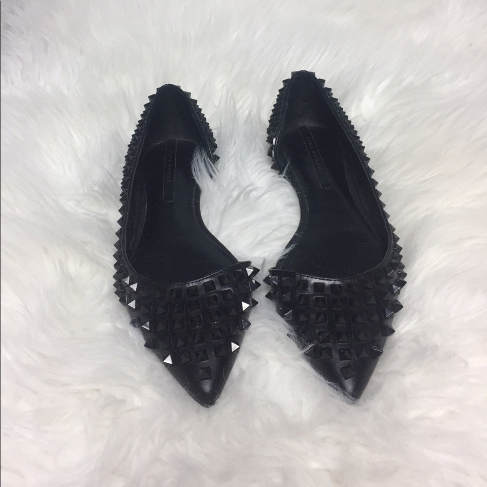 Zara leather ballerina flats with studs