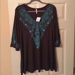 Brown tunic with turquoise