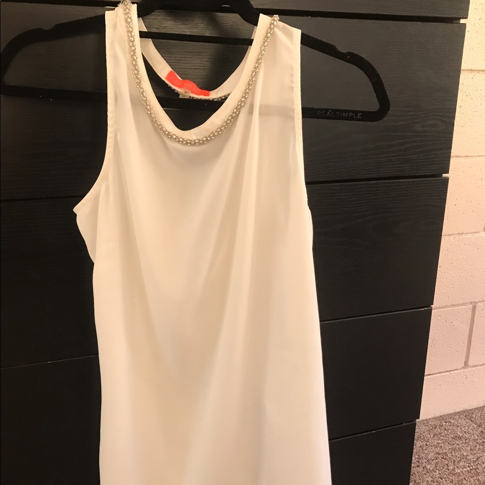 White high neck tank top with embellishments