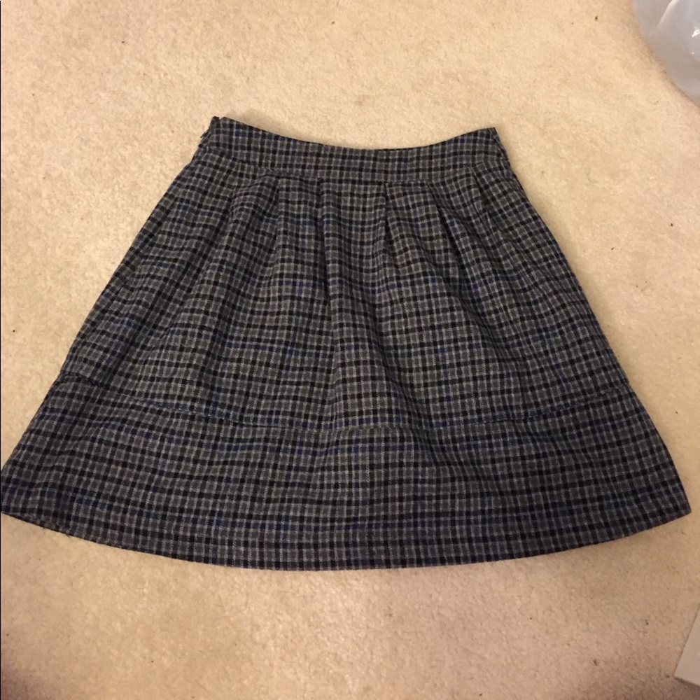 Blue and black plaid skirt
