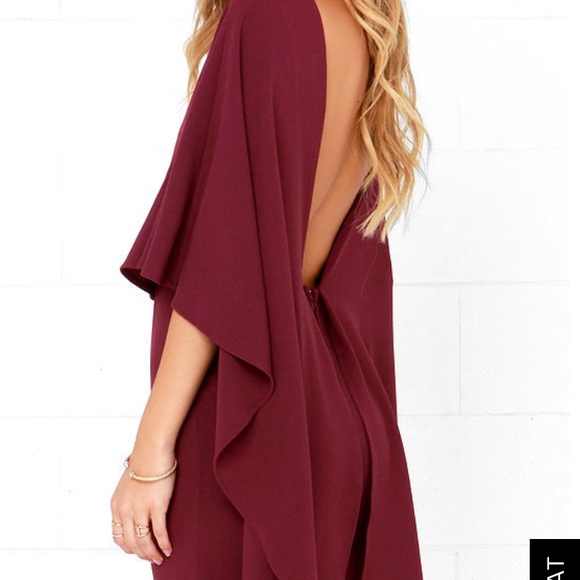 Dark red, backless dress - Picture 3 of 6