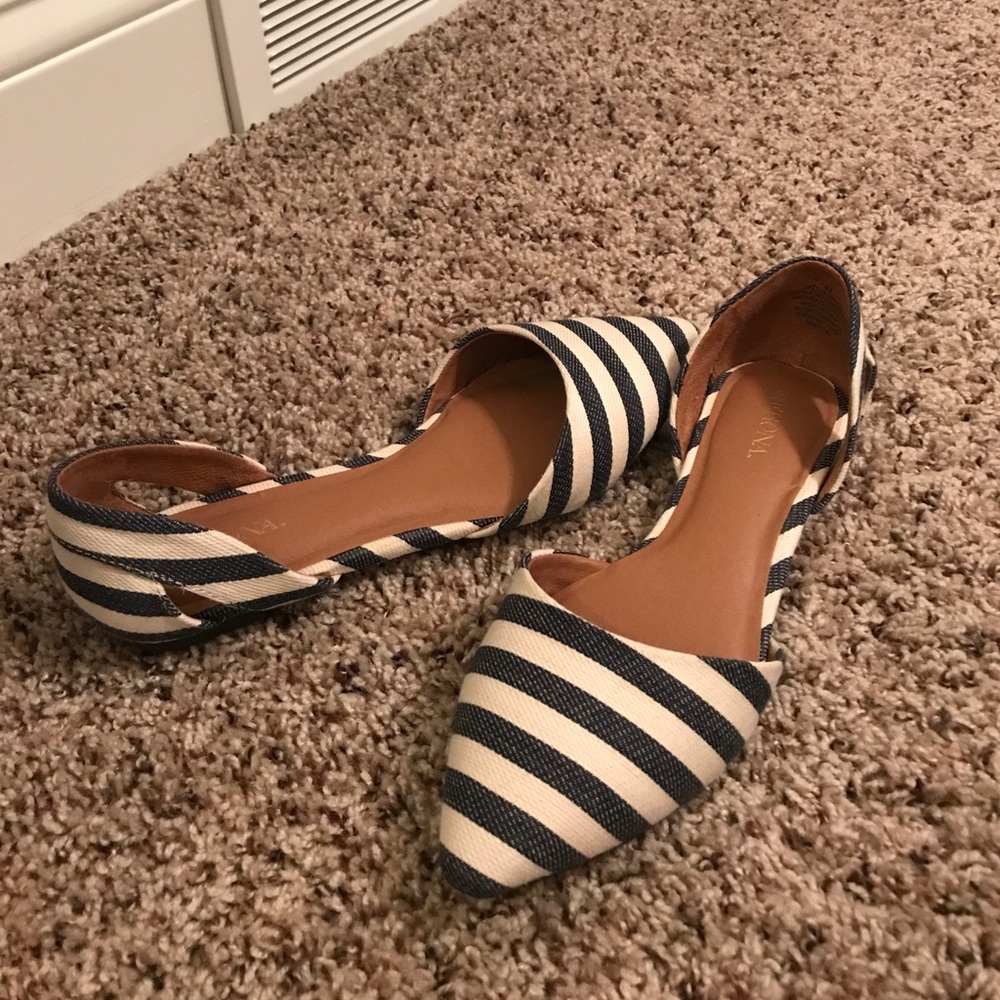 Navy and cream flats