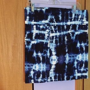 Blue tye dye body con skirt