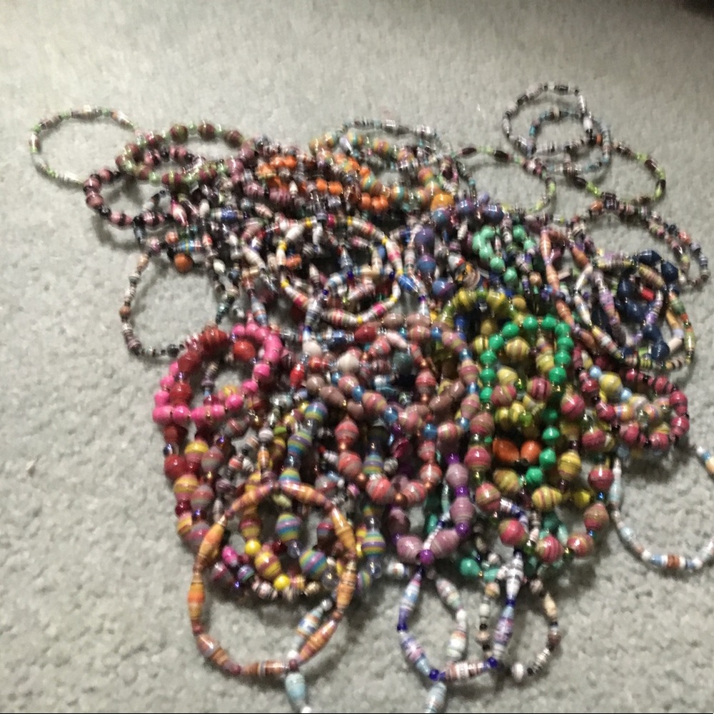 Paper bead bracelets