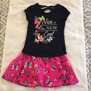 Justice Top and Skirt Sz 8 (Girl) BONUS: Headband