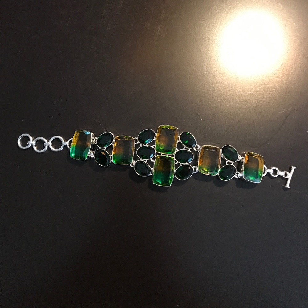 MultiColored Tourmaline & Chrome Diopside Bracelet