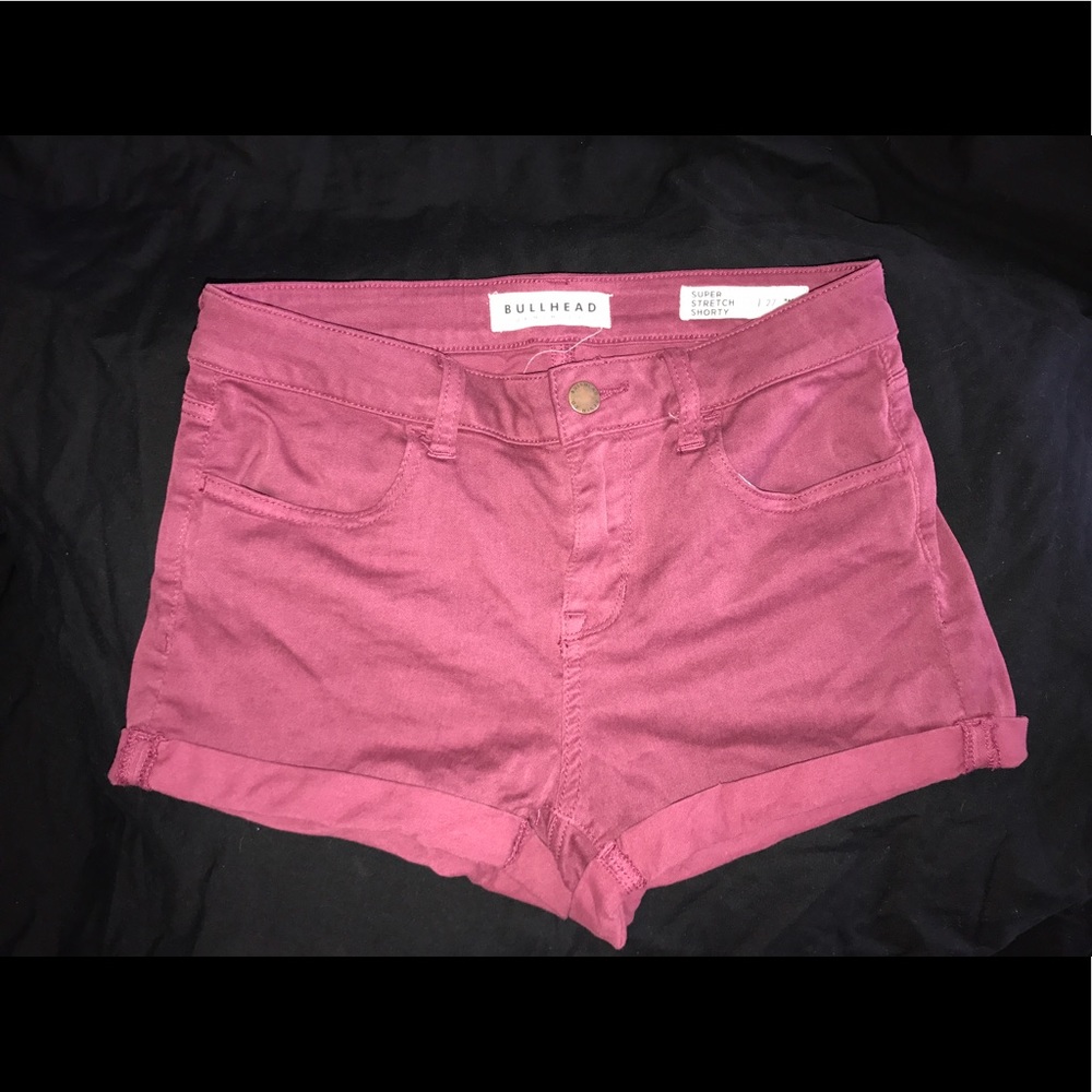 Maroon high waisted shorts