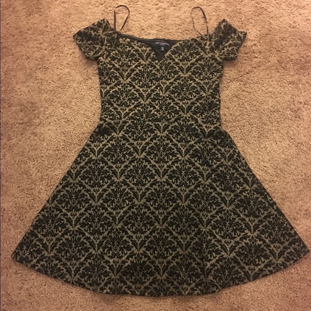 Gold fit and flare dress