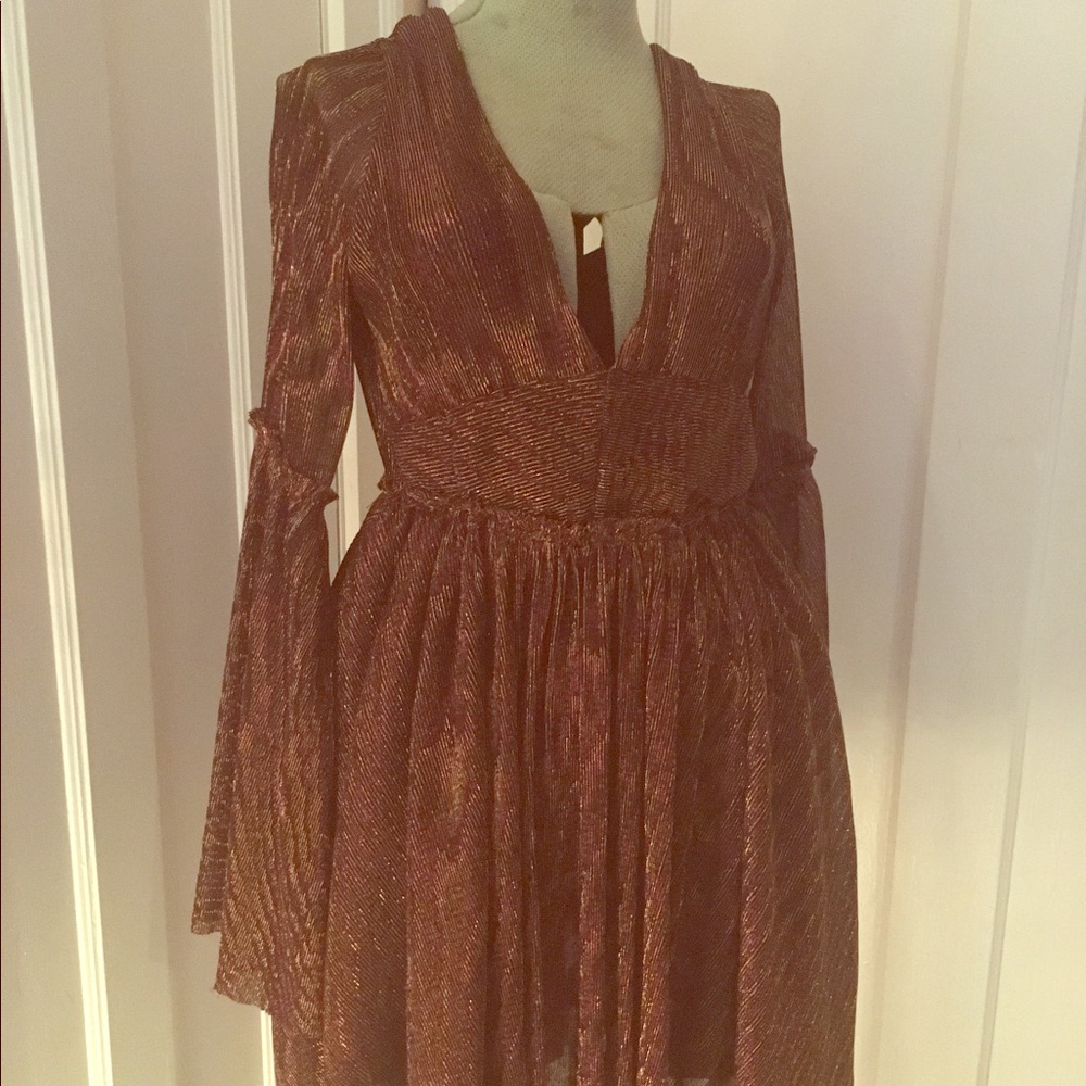 Ecote Metallic Wine/Gold Dress