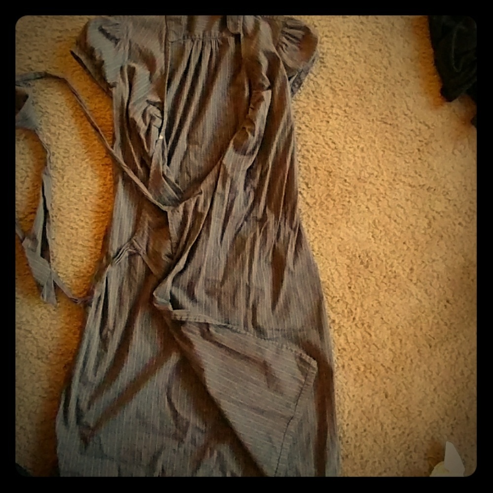 Pin striped wrap around dress