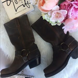 Leather biker boots
