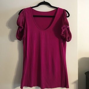 Dark pink top with silky sleeves